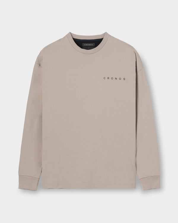 CRONOS BACK STATEMENT L/S TEE【GREIGE】