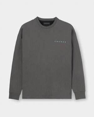 CRONOS BACK STATEMENT L/S TEE【D.GRAY】