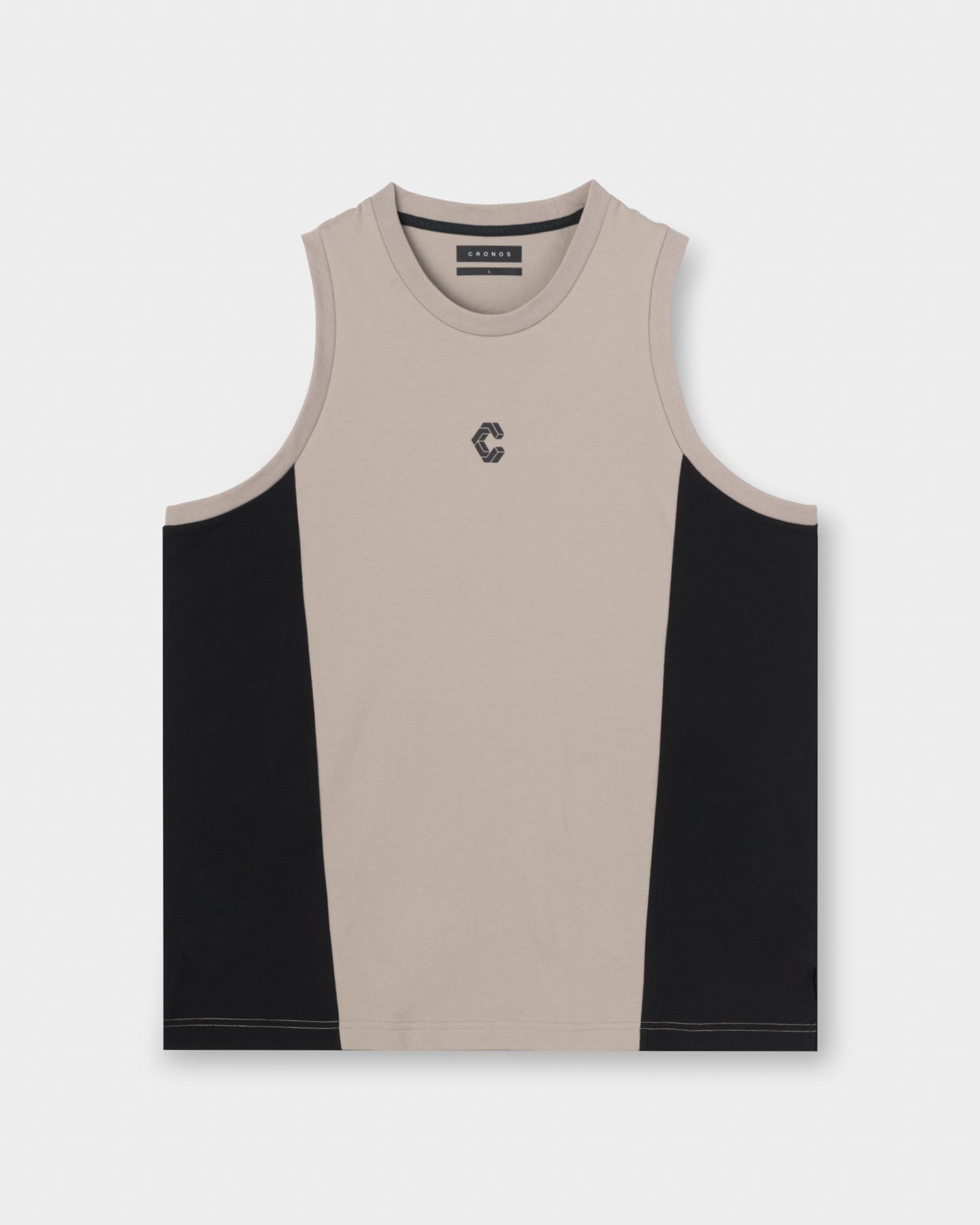 CRONOS SPLIT LOGO SLEEVELESS【GREIGE】