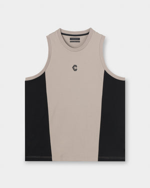 CRONOS SPLIT  LOGO SLEEVELESS【GREIGE】