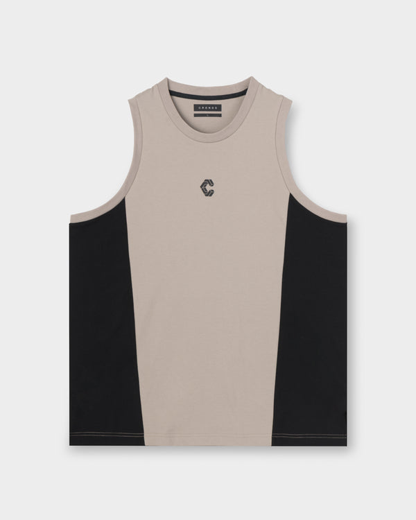 CRONOS SPLIT  LOGO SLEEVELESS【GREIGE】