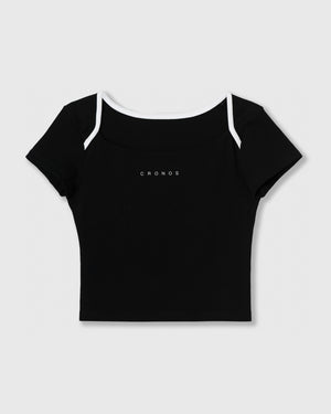 CRONOS WOMEN ACTIVE MINI T-SHIRT【BLACK】