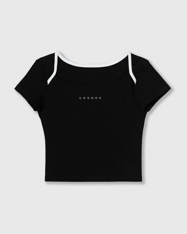 CRONOS WOMEN ACTIVE MINI T-SHIRT【BLACK】