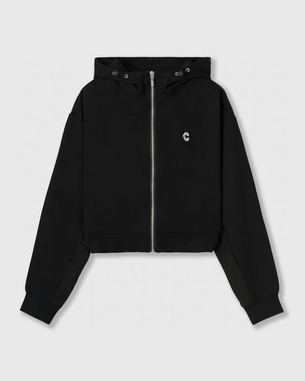 CRONOS WOMEN LIGHT MESH ZIP HOODIE【BLACK】