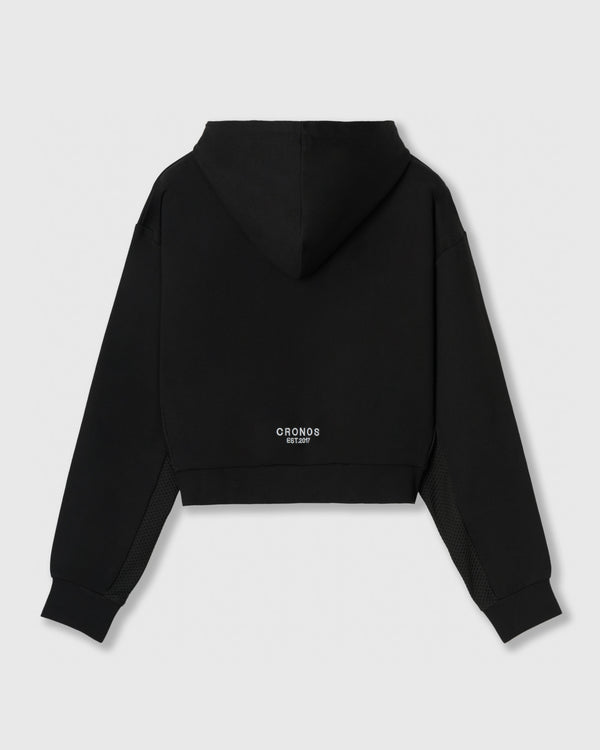 CRONOS WOMEN LIGHT MESH ZIP HOODIE【BLACK】