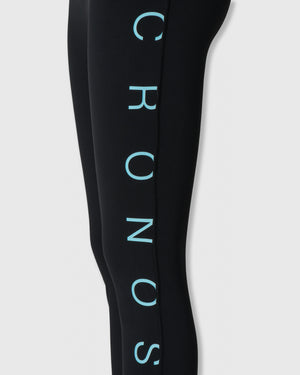CRONOS WOMEN CLEAN FIT LEGGINGS【BLACK×BLUE】