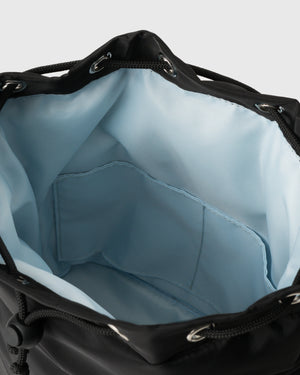 CRONOS WOMEN NYLON MIX DRAWSTRING BAG【BLACK】