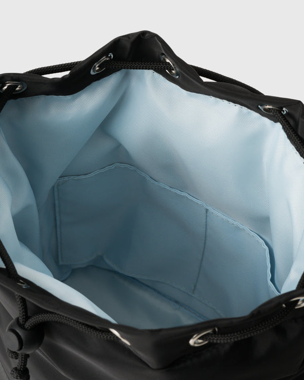 CRONOS WOMEN NYLON MIX DRAWSTRING BAG【BLACK】