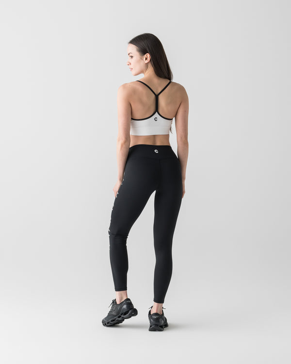 CRONOS WOMEN CLEAN FIT LEGGINGS【BLACK×WHITE】