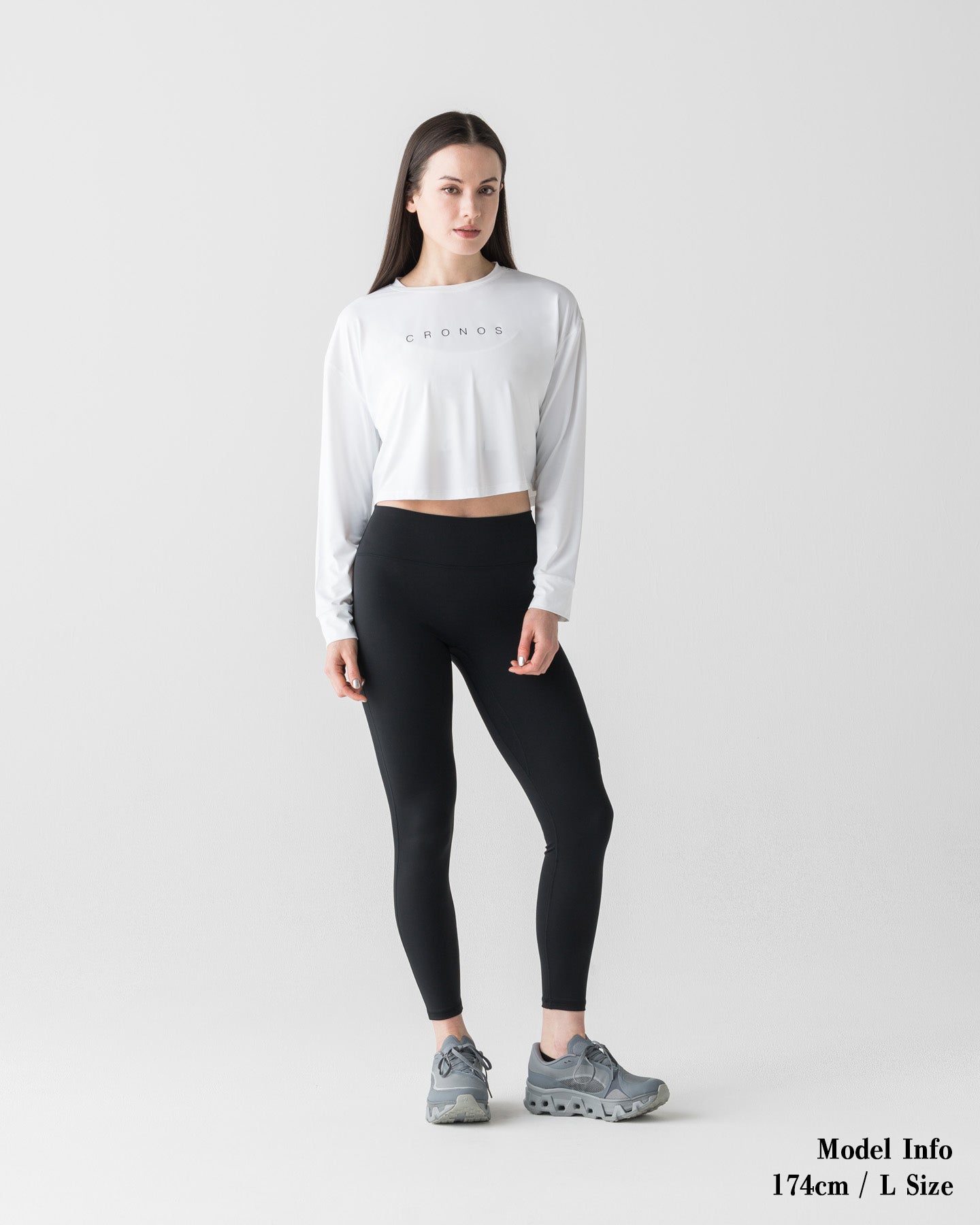 CRONOS WOMEN CLEAN FIT LEGGINGS【BLACK×WHITE】