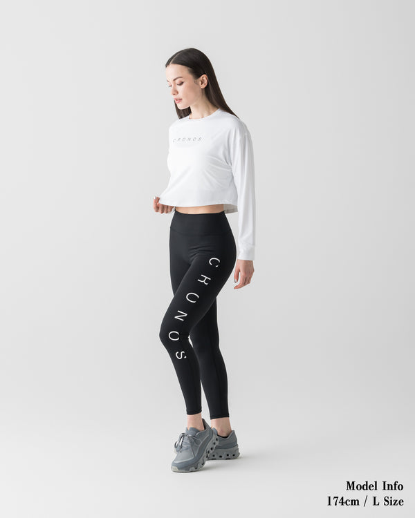 CRONOS WOMEN CLEAN FIT LEGGINGS【BLACK×WHITE】