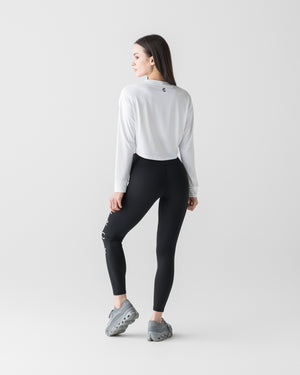 CRONOS WOMEN CLEAN FIT LEGGINGS【BLACK×WHITE】