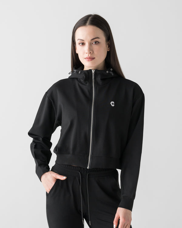 CRONOS WOMEN LIGHT MESH ZIP HOODIE【BLACK】