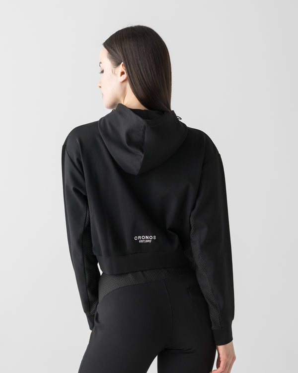 CRONOS WOMEN LIGHT MESH ZIP HOODIE【BLACK】
