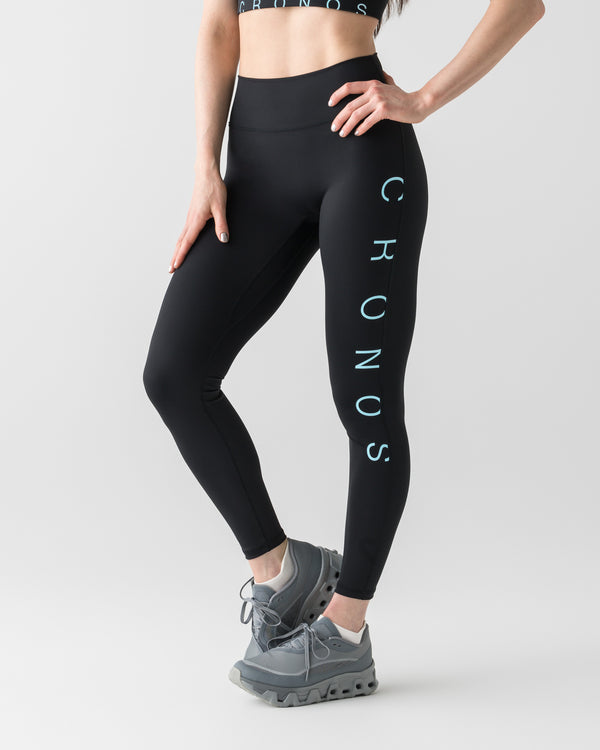 CRONOS WOMEN CLEAN FIT LEGGINGS【BLACK×BLUE】