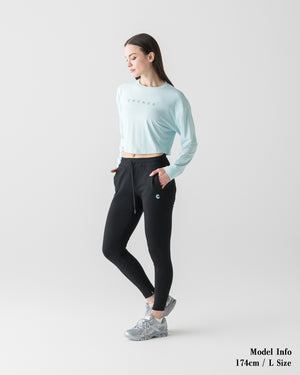 CRONOS 女款高彈性緊身褲 [黑×藍]