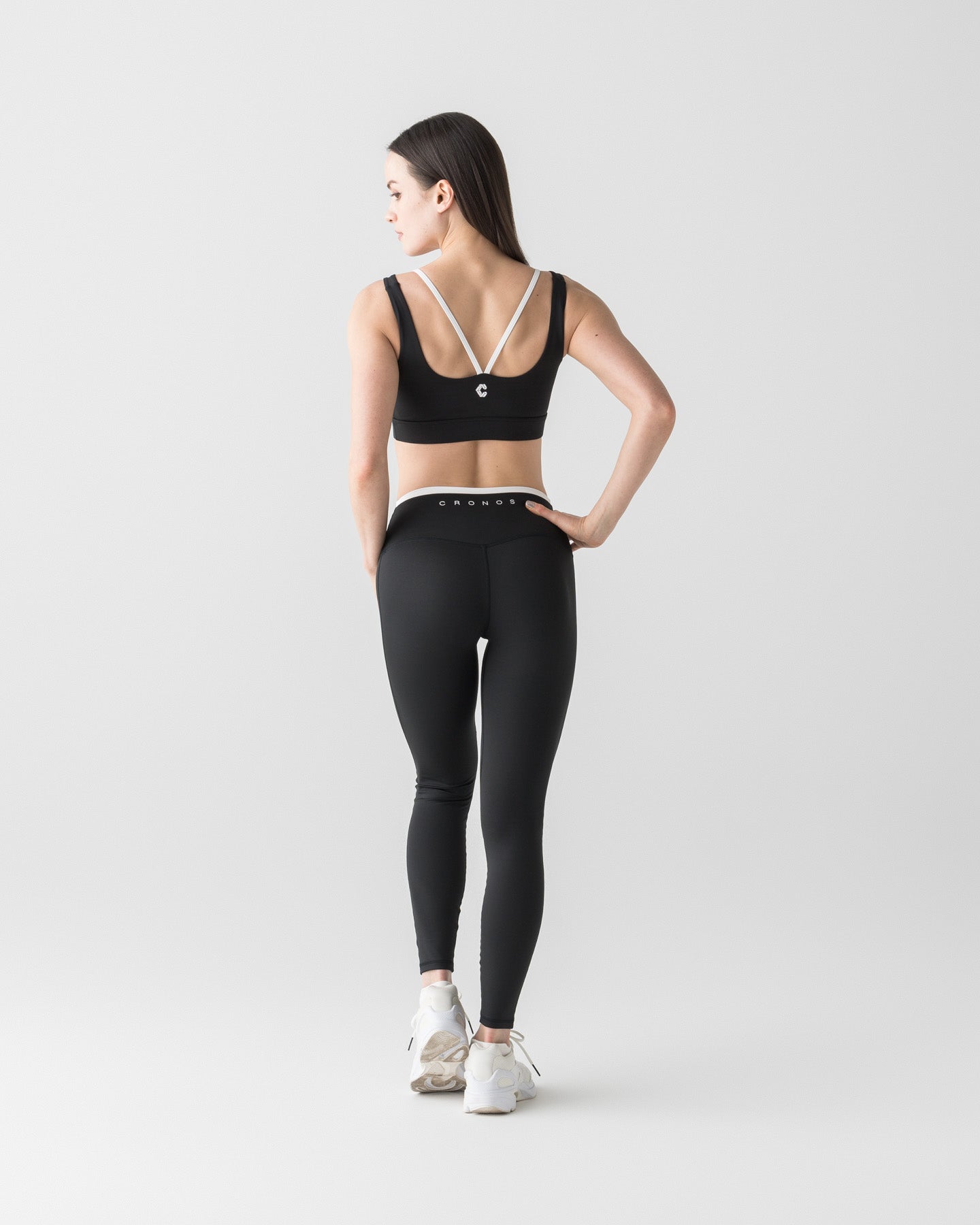 CRONOS WOMEN LAYERED LEGGINGS【BLACK×WHITE】