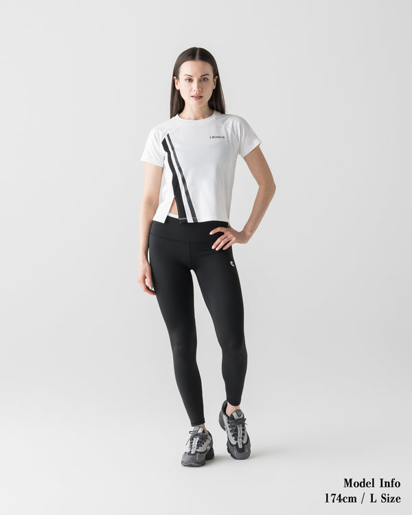CRONOS WOMEN FRONT SLIT T-SHIRTS【WHITE】