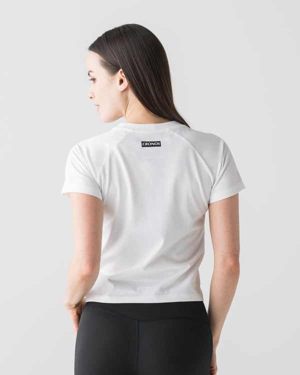 CRONOS WOMEN FRONT SLIT T-SHIRTS【WHITE】