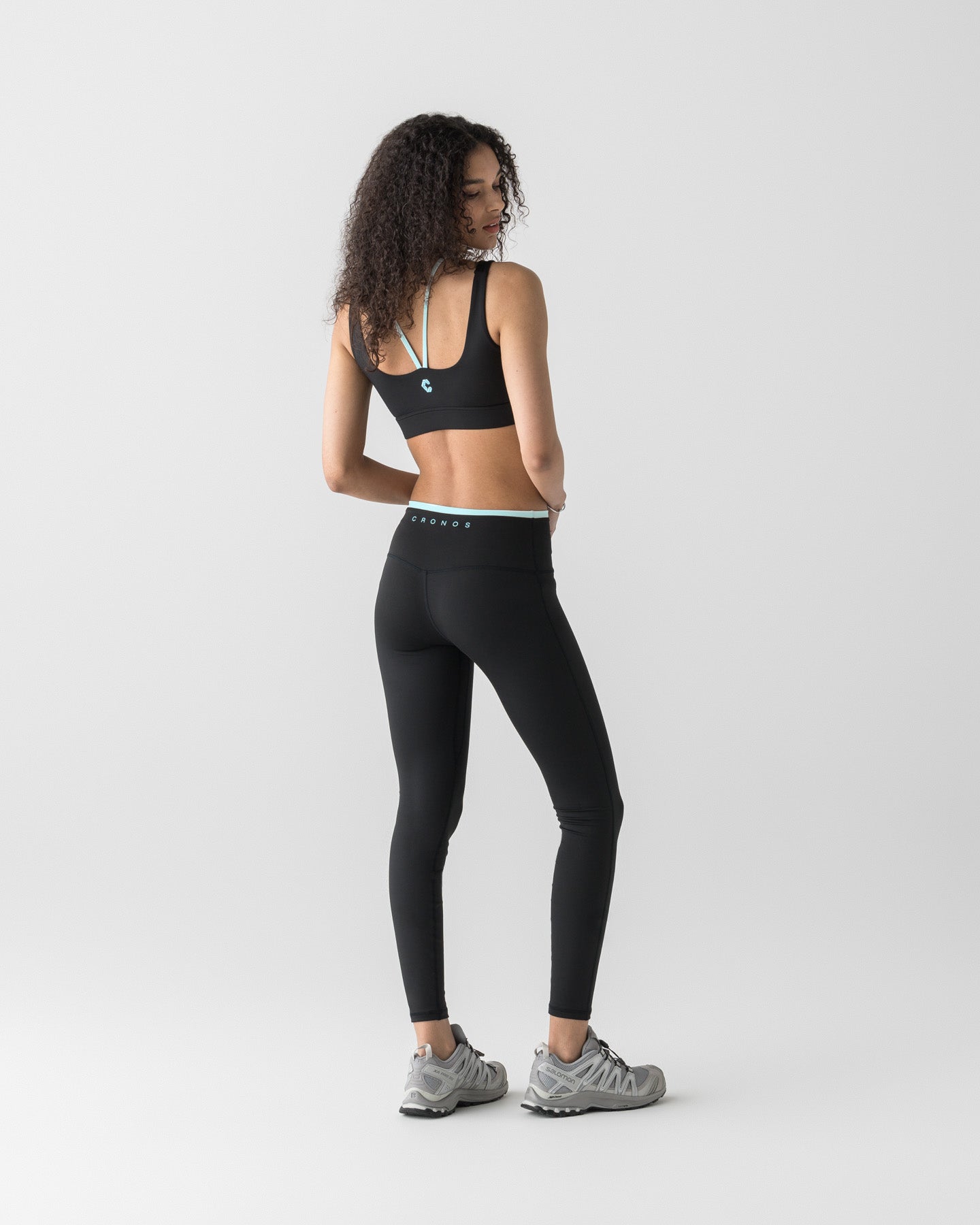 CRONOS WOMEN LAYERED LEGGINGS【BLACK×BLUE】