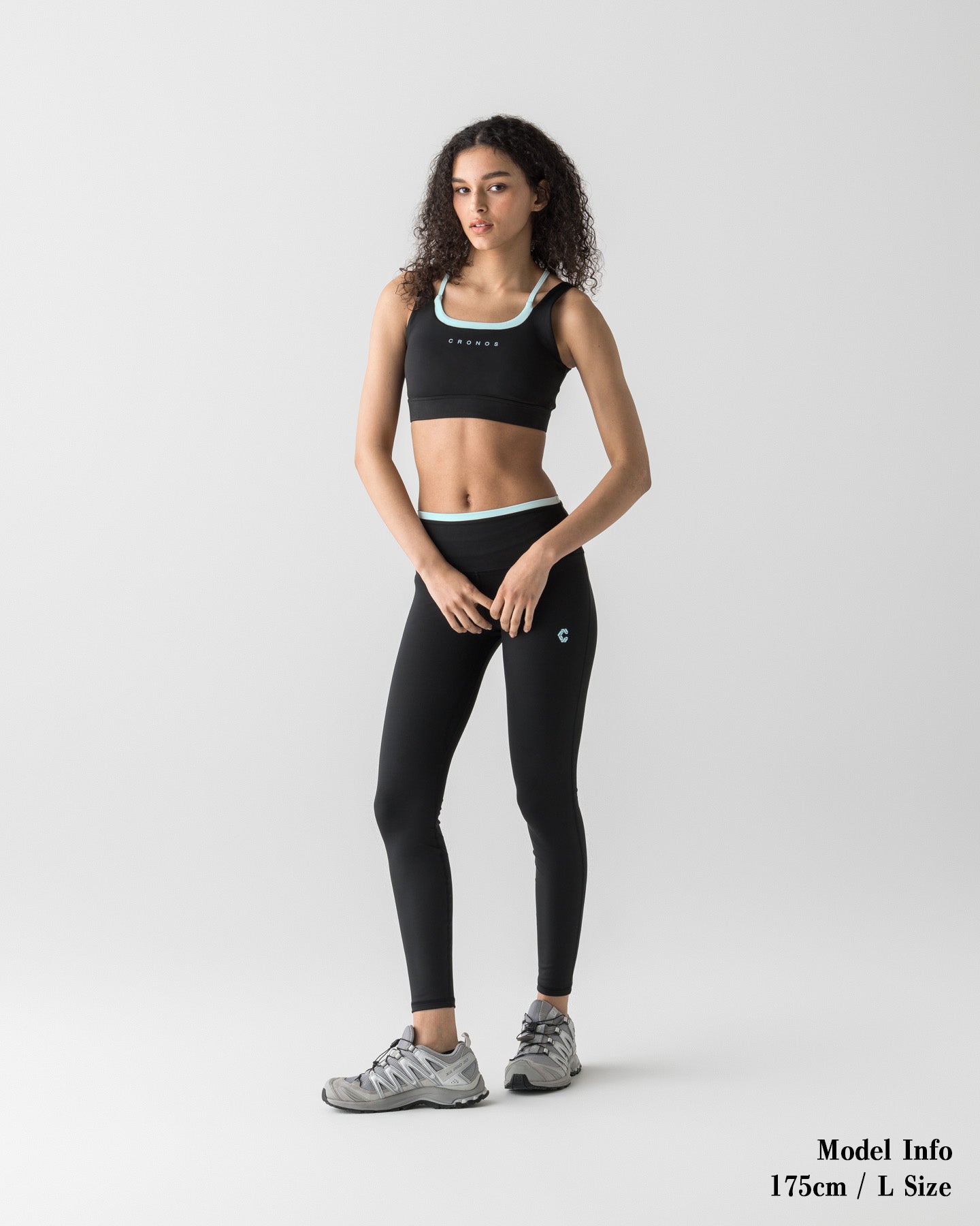 CRONOS WOMEN LAYERED LEGGINGS【BLACK×BLUE】