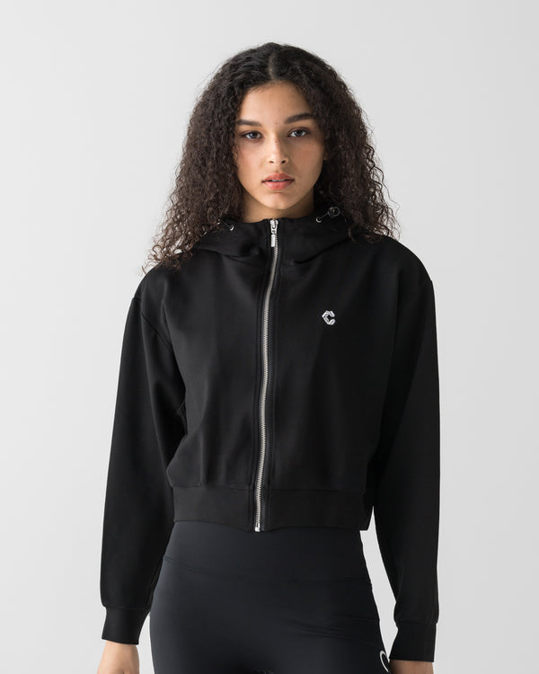 CRONOS WOMEN LIGHT MESH ZIP HOODIE【BLACK】