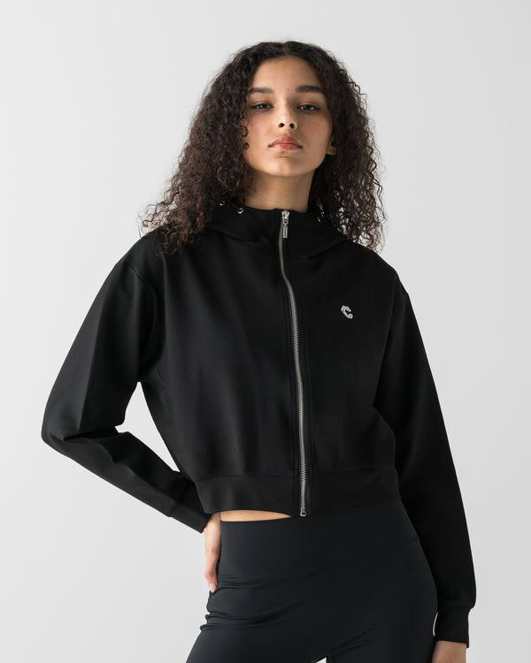 CRONOS WOMEN LIGHT MESH ZIP HOODIE【BLACK】