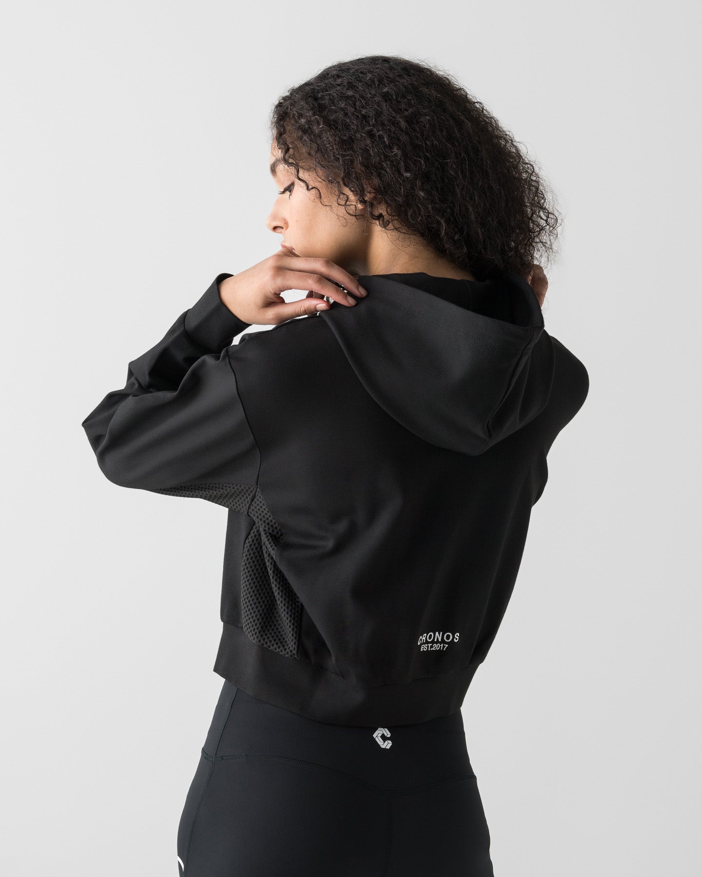 CRONOS WOMEN LIGHT MESH ZIP HOODIE【BLACK】