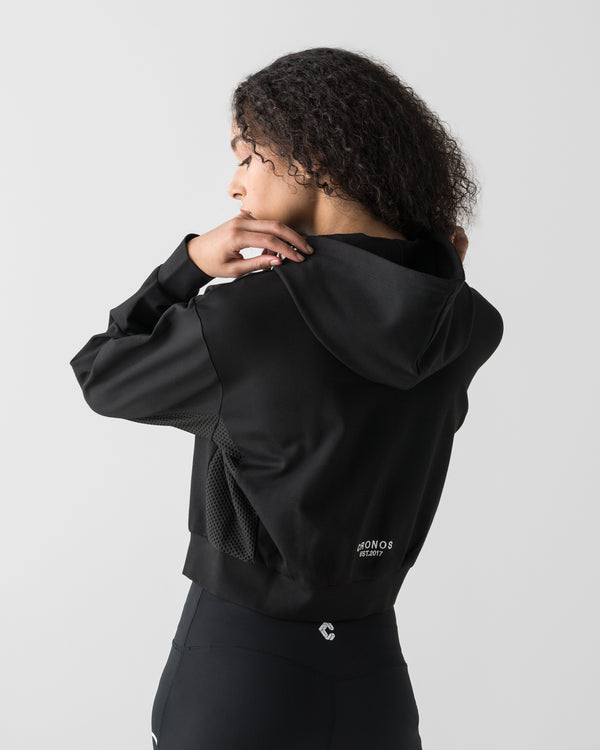 CRONOS WOMEN LIGHT MESH ZIP HOODIE【BLACK】