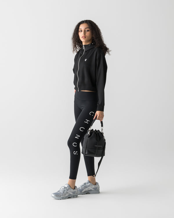 CRONOS WOMEN NYLON MIX DRAWSTRING BAG【BLACK】