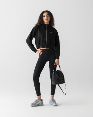 CRONOS WOMEN NYLON MIX DRAWSTRING BAG【BLACK】