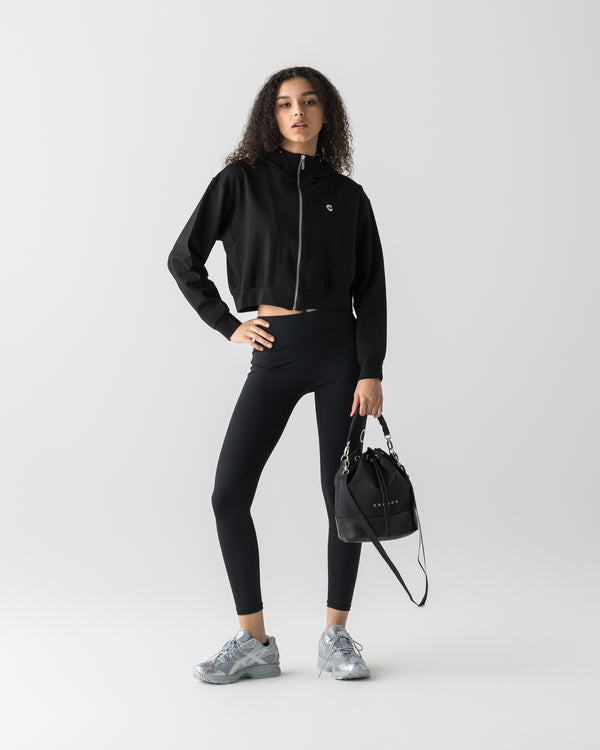 CRONOS WOMEN NYLON MIX DRAWSTRING BAG【BLACK】