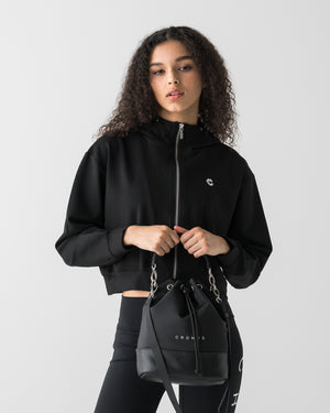 CRONOS WOMEN NYLON MIX DRAWSTRING BAG【BLACK】