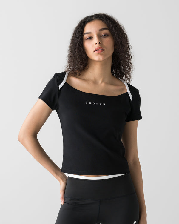 CRONOS WOMEN ACTIVE MINI T-SHIRT【BLACK】