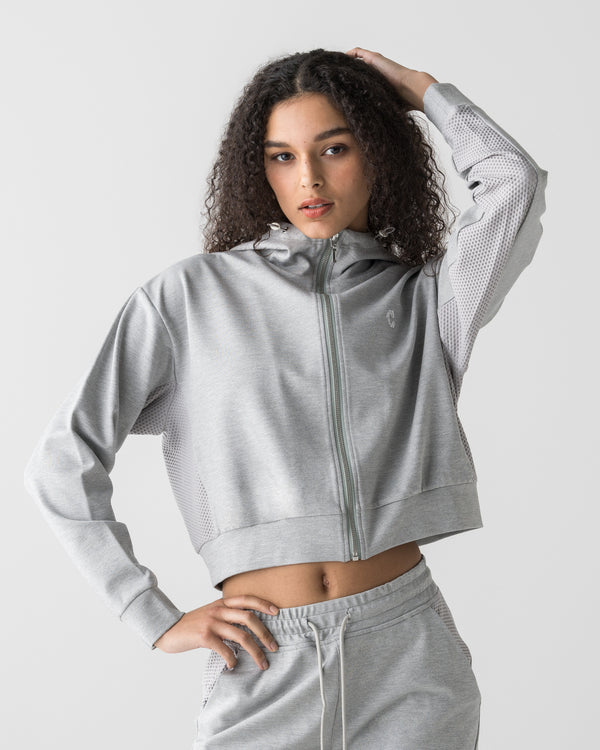 CRONOS WOMEN LIGHT MESH ZIP HOODIE【GRAY】