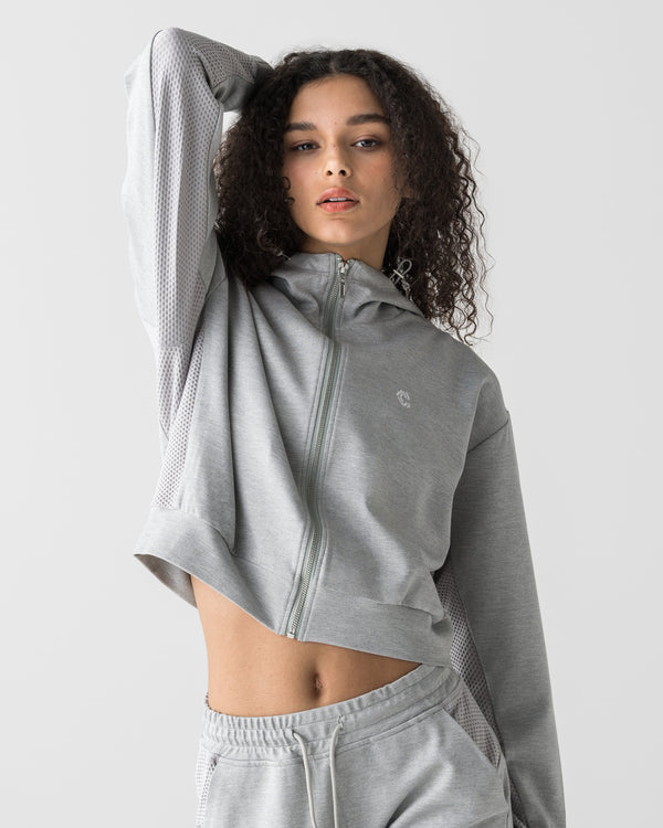 CRONOS WOMEN LIGHT MESH ZIP HOODIE【GRAY】