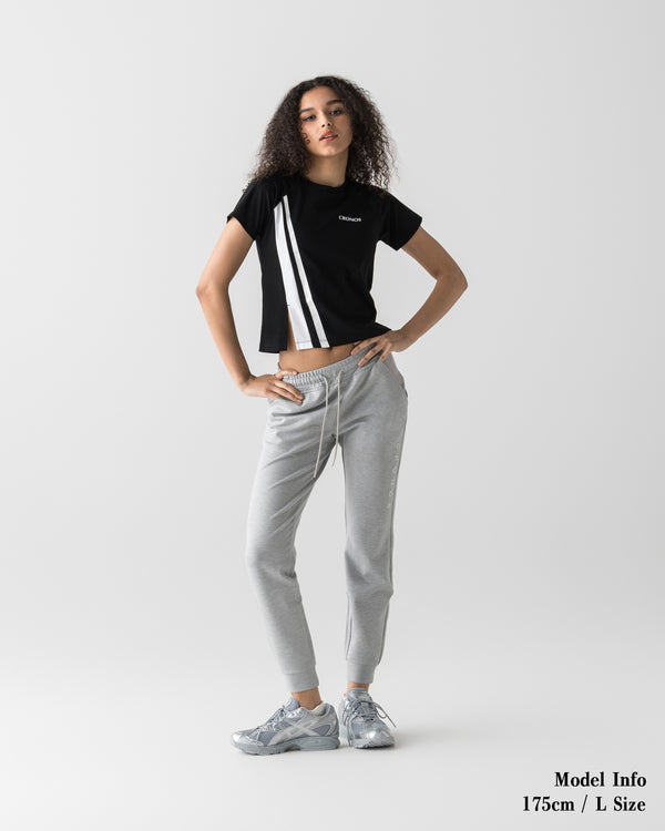 CRONOS WOMEN FRONT SLIT T-SHIRTS【BLACK】