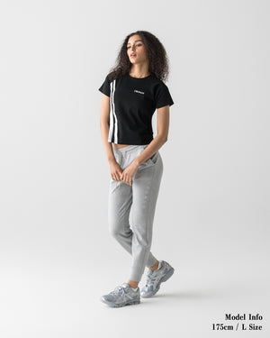 CRONOS WOMEN FRONT SLIT T-SHIRTS【BLACK】