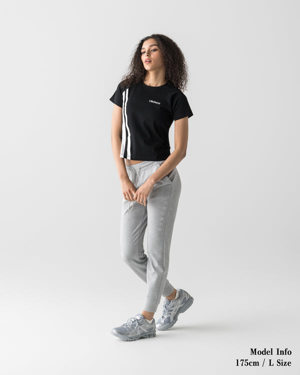 CRONOS WOMEN FRONT SLIT T-SHIRTS【BLACK】