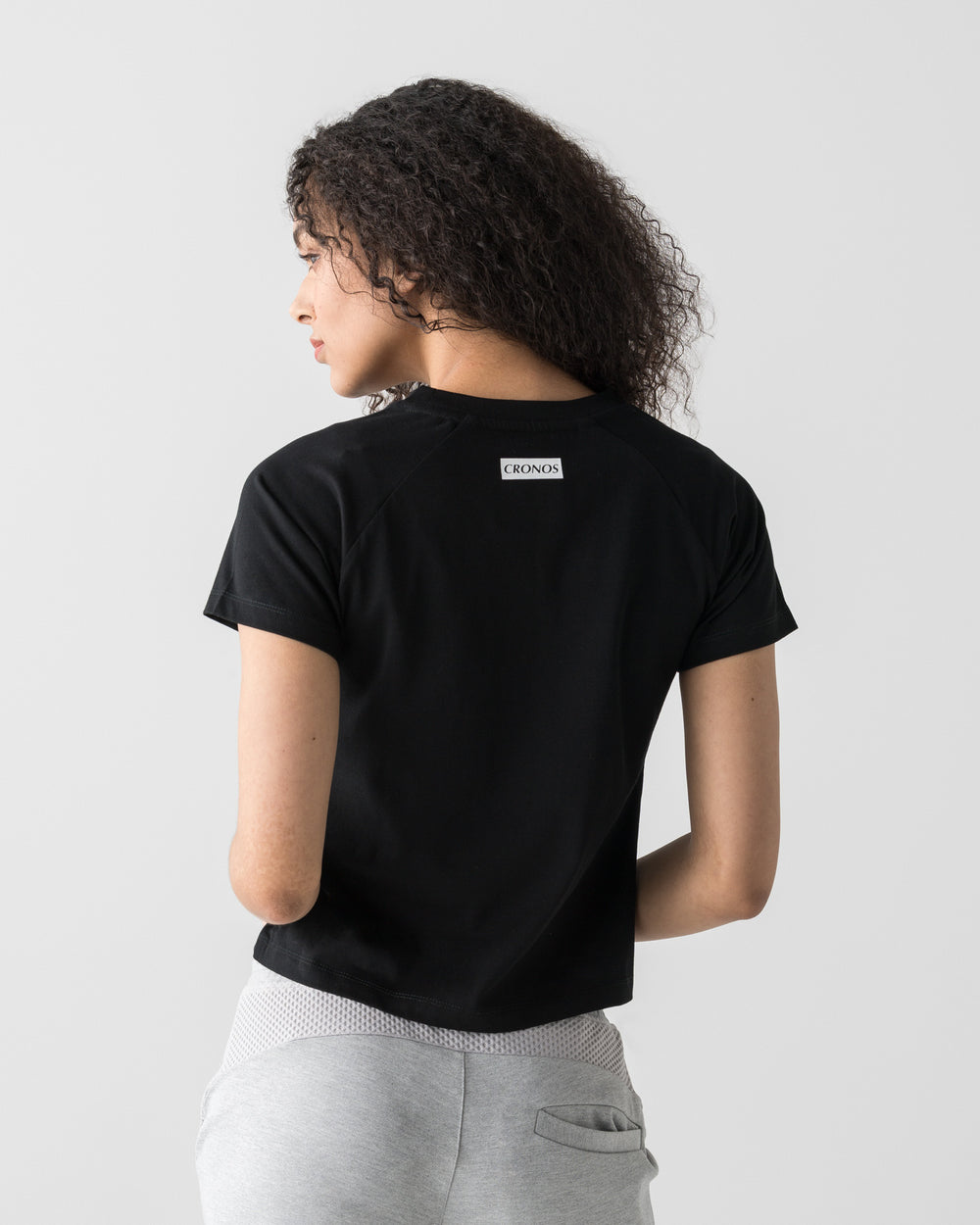 CRONOS WOMEN FRONT SLIT T-SHIRTS【BLACK】