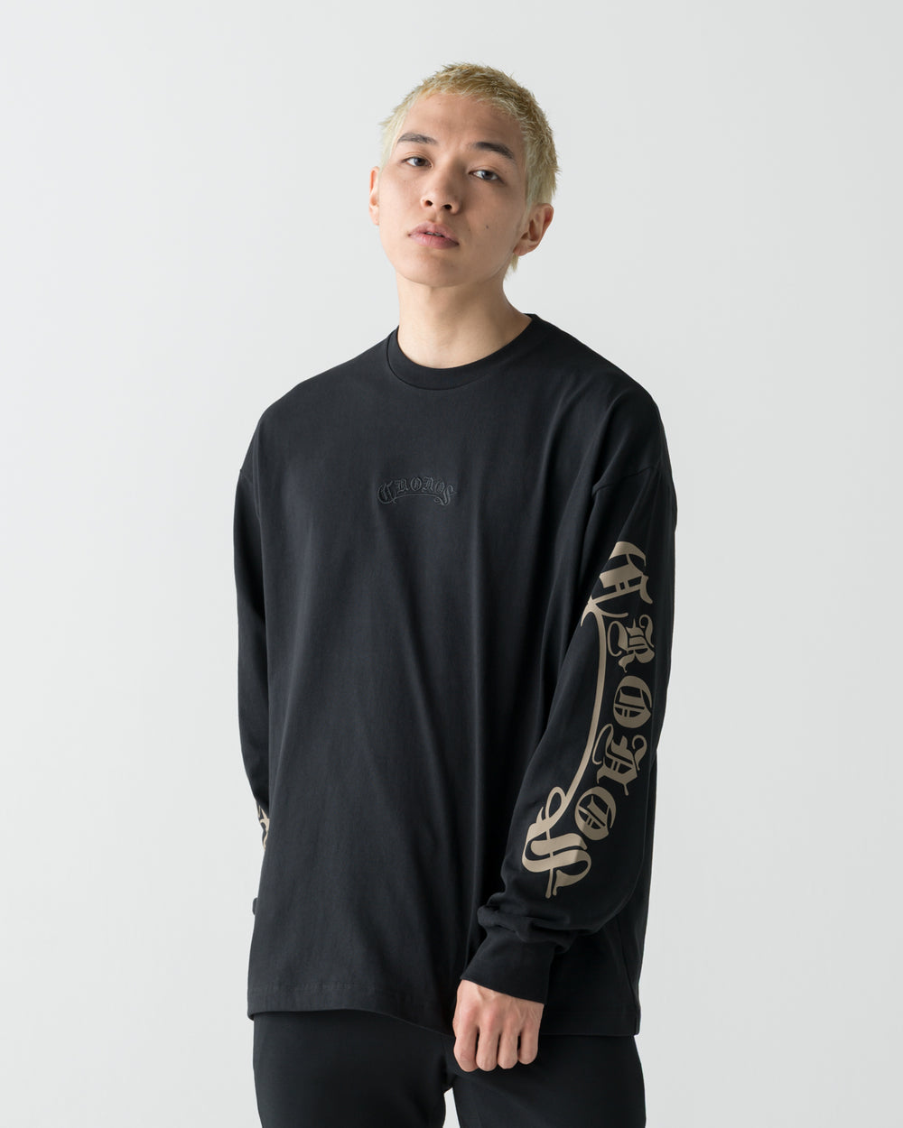 CRONOS BLACKLETTER  L/S TEE【BLACK×GREIGE】