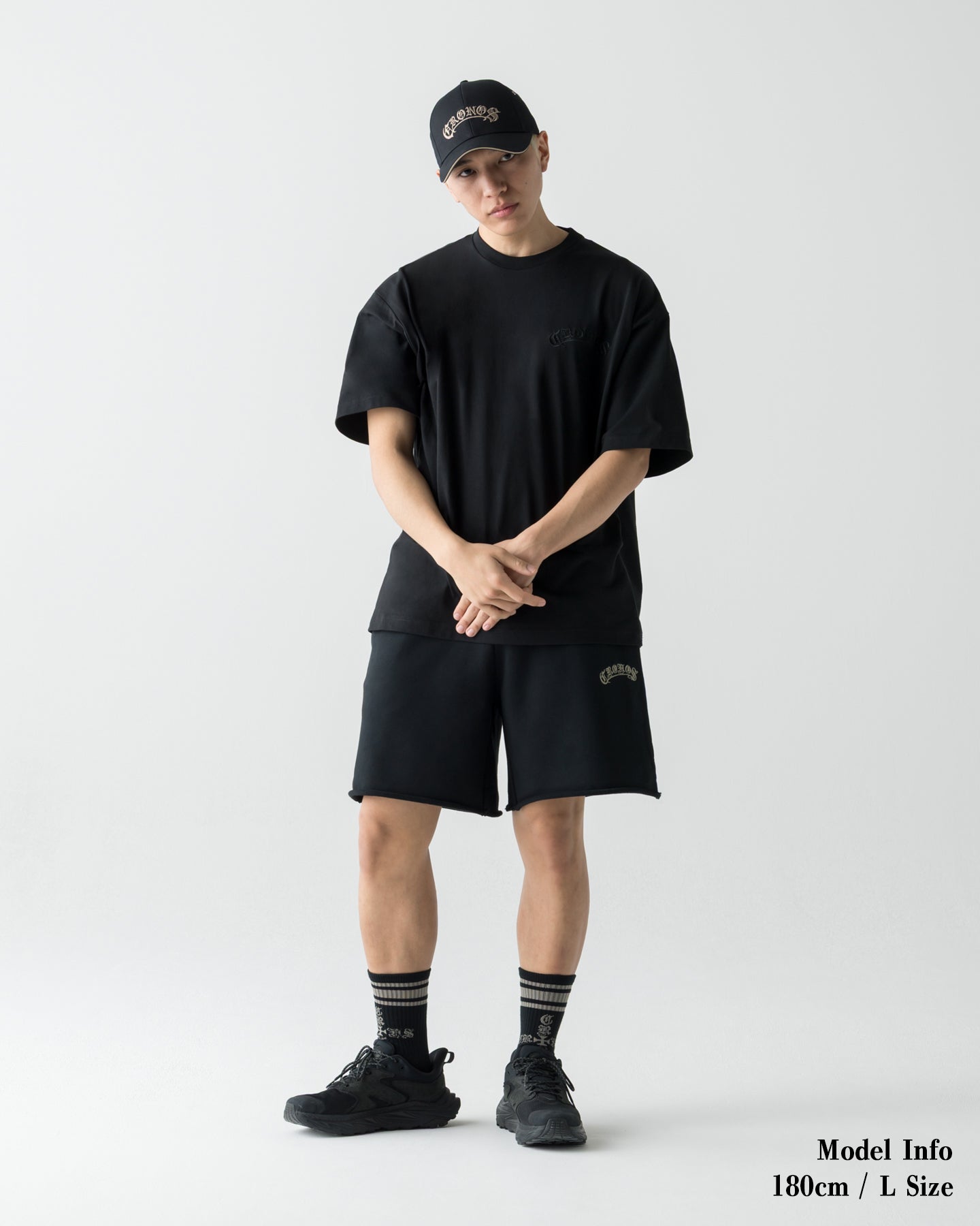 CRONOS BLACKLETTER SHORTS【BLACK×GREIGE】
