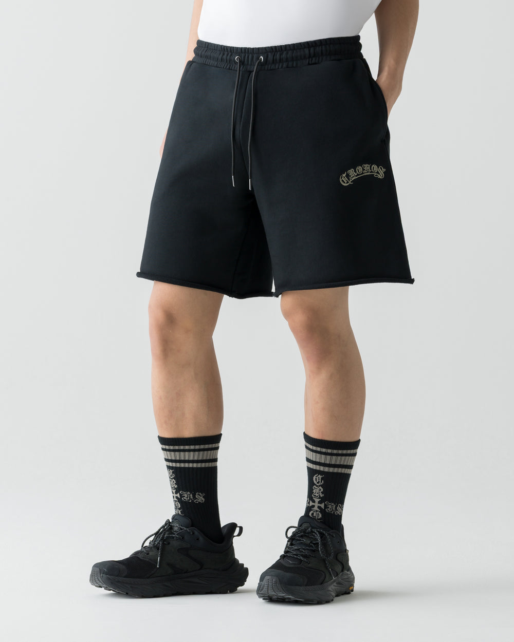 CRONOS BLACKLETTER SHORTS【BLACK×GREIGE】