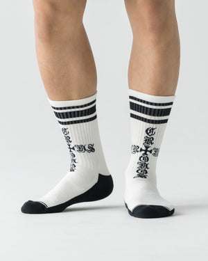 CRONOS BLACKLETTER SOCKS【WHITE】