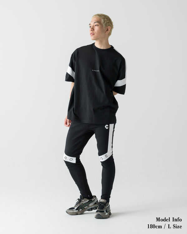 CRONOS DIAGONAL OVER S/S TEE【BLACK】