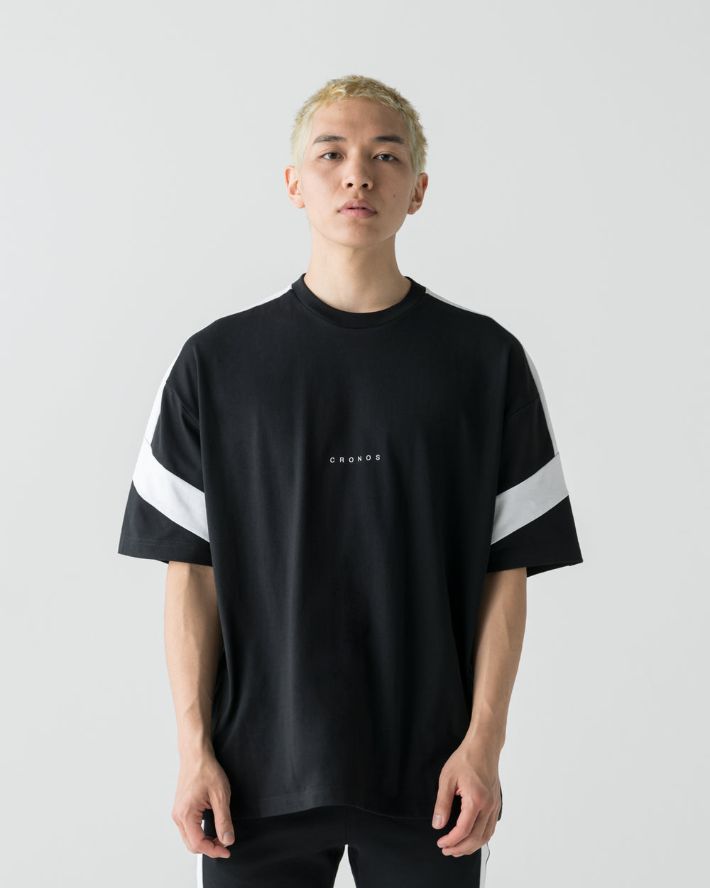 CRONOS DIAGONAL OVER S/S TEE【BLACK】