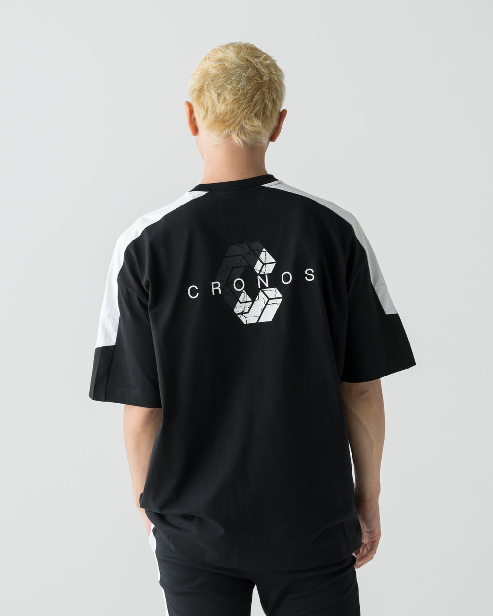 CRONOS DIAGONAL OVER S/S TEE【BLACK】