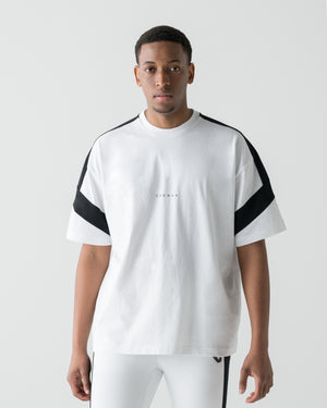 CRONOS DIAGONAL OVER S/S TEE【WHITE】