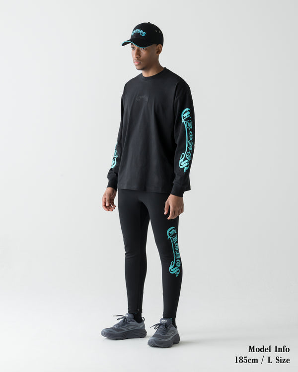 CRONOS BLACKLETTER  L/S TEE【BLACK×T.BLUE】