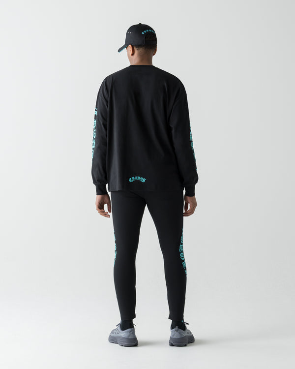 CRONOS BLACKLETTER  L/S TEE【BLACK×T.BLUE】